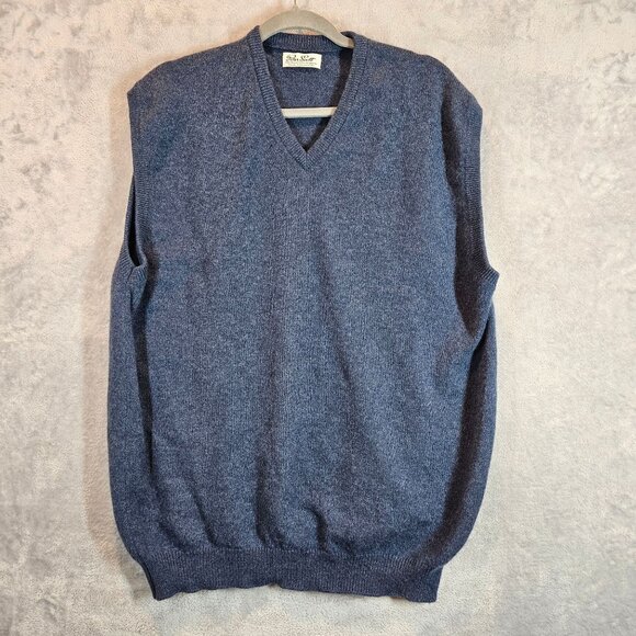Peter Scott V Neck Made In Scotland blue Wool Pullover Sweater Vest Men XL - Picture 1 of 8